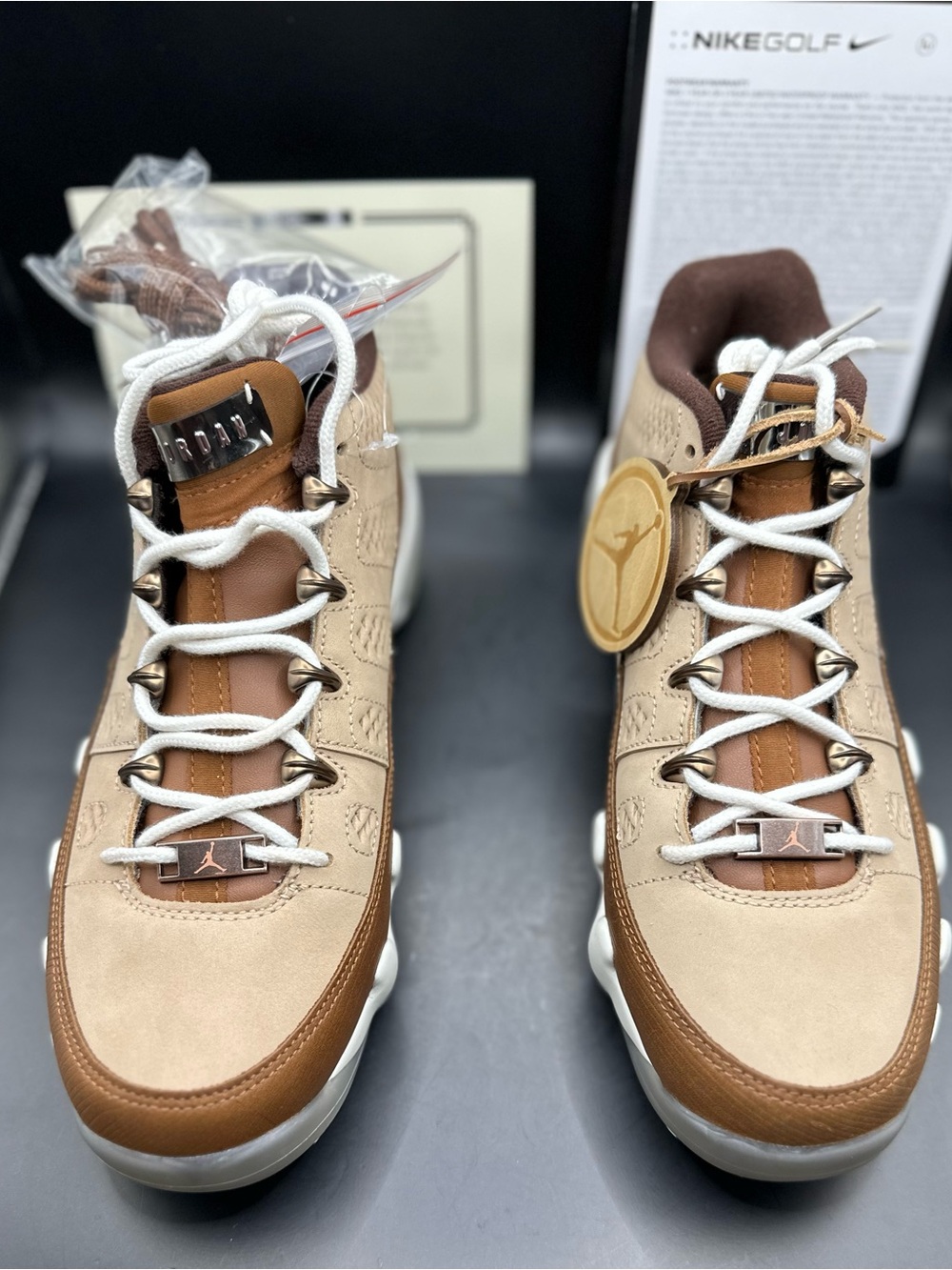 Air Jordan 9 Men’s Beige and Brown Golf Sneakers